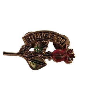 Sturgis Motorcycle Rally Rose Brass Pin 1999  - Centrifugal Vintage